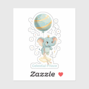 Sticker Prince Céleste Éléphant Ballon Étoiles Mignon Infi