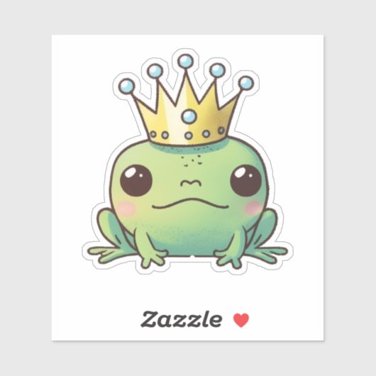 Sticker Prince de la Grenouille Cute Kawaii (Feuille)