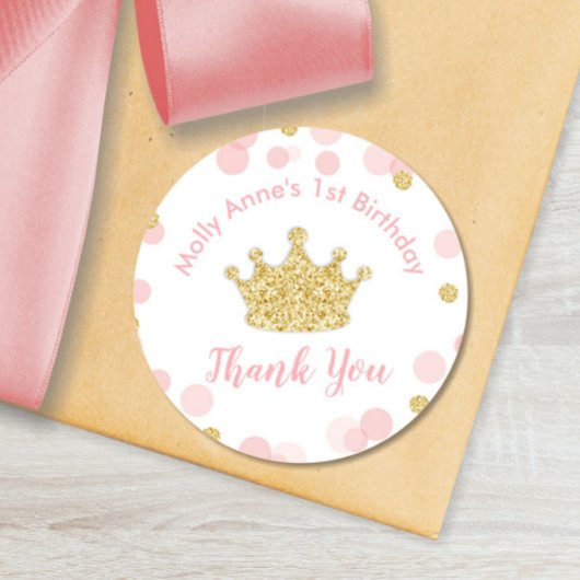 Sticker Princess Pink & Gold Anniversaire Étiquett