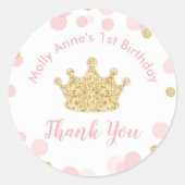 Sticker Princess Pink & Gold Anniversaire Étiquett (Devant)