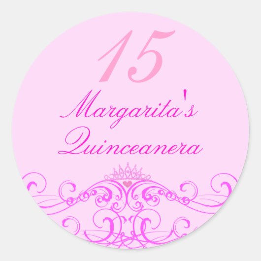 Sticker Princess Tiara Pink Quinceanera (Devant)