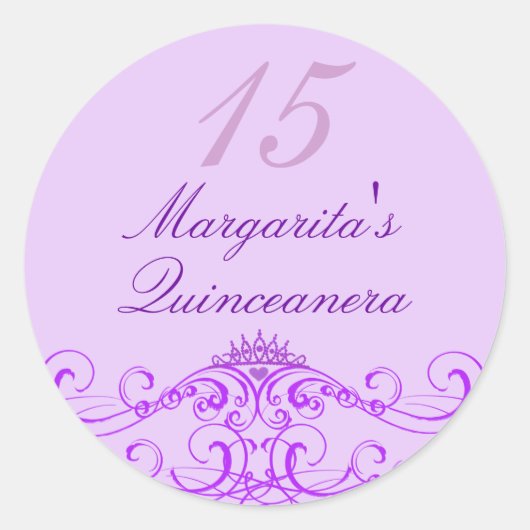 Sticker Princess Tiara Purple Quinceanera (Devant)