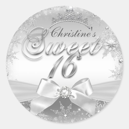 Sticker Princess Winter Wonderland Silver Sweet 16 (Devant)