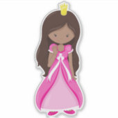 Sticker princesse afro-américaine, reine, blonde, robe ros (Devant)