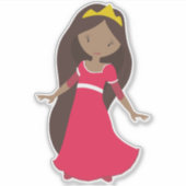 Sticker princesse afro-américaine, reine, couronne, robe r (Devant)