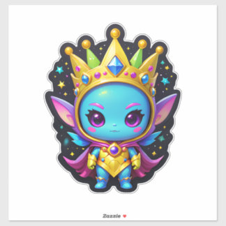 Sticker Princesse Alien bleue