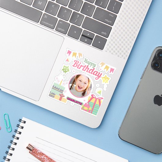Sticker princesse anniversaire (Ordinateur portable avec iPhone)
