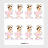 Sticker Princesse Ballerina Baby Girl Pink Tutu Gold Crown (Feuille)