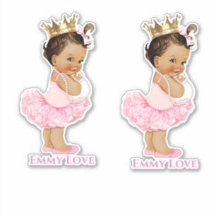 Sticker Princesse Ballerina Baby Girl Pink Tutu Gold Crown