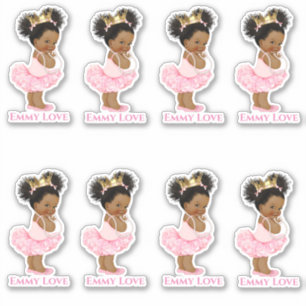 Sticker Princesse Ballerina Baby Girl Pink Tutu Gold Crown