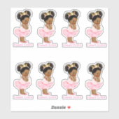 Sticker Princesse Ballerina Baby Girl Pink Tutu Gold Crown (Feuille)