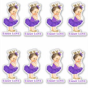 Sticker Princesse Ballerina Baby Girl Purple Tutu Crown