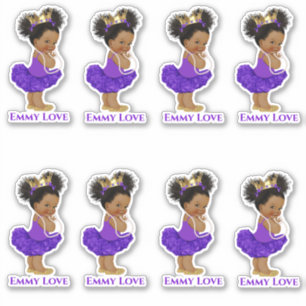 Sticker Princesse Ballerina Baby Girl Purple Tutu Crown