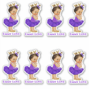 Sticker Princesse Ballerina Baby Girl Purple Tutu Crown
