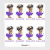 Sticker Princesse Ballerine Bébé Fille Tutu Violet Couronn (Feuille)