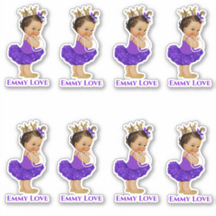 Sticker Princesse Ballerine Bébé Fille Tutu Violet Couronn