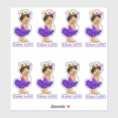 Sticker Princesse Ballerine Bébé Fille Tutu Violet Couronn (Feuille)