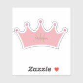 Sticker Princesse Blush Pink Gold Couronne Tiara Monogramm (Feuille)