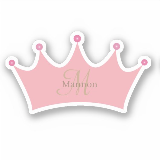 Sticker Princesse Blush Pink Gold Couronne Tiara Monogramm (Devant)