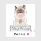 Sticker Princesse Chat soufflant de bulle gomme (Feuille)