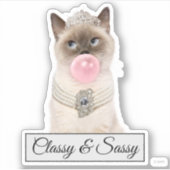 Sticker Princesse Chat soufflant de bulle gomme (Devant)
