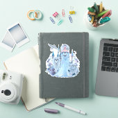 Sticker princesse de glace avec lion blanc et papillons (Couverture iPad)