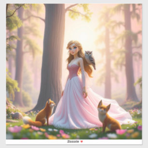 Sticker Princesse de la forêt enchantée avec compagnons an