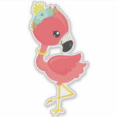 Sticker Princesse Flamant rose, Fleurs, Couronne, Mignonne (Devant)