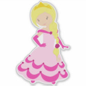 Sticker Princesse mignonne, Cheveux blonde, Couronne, Robe (Devant)