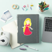 Sticker Princesse mignonne, Couronne, Cheveux blonde, Robe (Couverture iPad)