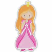Sticker Princesse mignonne, Couronne, Cheveux orange, Robe (Devant)