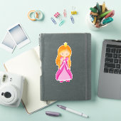 Sticker Princesse mignonne, Couronne, Cheveux orange, Robe (Couverture iPad)