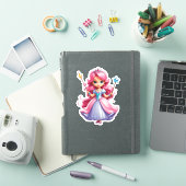 Sticker Princesse Rose Avec Baguette Magique Et Tiara (Couverture iPad)