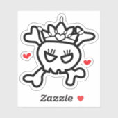 Sticker Princesse Skull&Cross Bones avec tiara (Feuille)