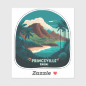Sticker Princeville Kauai Hawaii Beach Mounts Retro (Feuille)