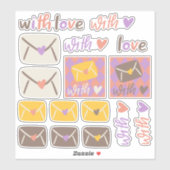 Sticker Printemps avec enveloppes et cœurs d'amour (Feuille)