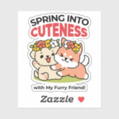 Sticker Printemps dans la laideur - Illustration de chien  (Feuille)