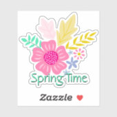 Sticker Printemps floral coloré (Feuille)