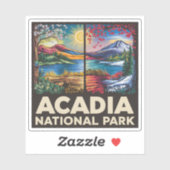 Sticker Printemps vs Automne Parc national Acadia Cadeau (Feuille)
