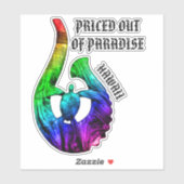 Sticker PRIS HORS DE PARADISE HI Honu Tribal Hook Rainbow (Feuille)