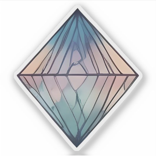 Sticker Prismatic Reflections: Abstract Geometric Diamond (Devant)