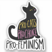Sticker Pro-chats pro-choix pro-féminisme chat noir (Devant)