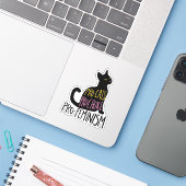 Sticker Pro-chats pro-choix pro-féminisme chat noir (Ordinateur portable avec iPhone)
