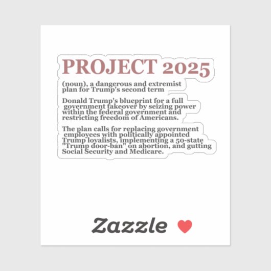 Sticker Pro Democracy Anti Project 2025 Trump républicain (Feuille)
