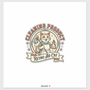 Sticker Produit de nettoyage Publicité rétro Chat Produit