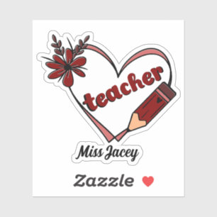 Sticker Professeur de coeur personnalisé Saint Valentin