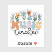 Sticker Professeur De Musique super Avec Fleurs Musicien (Feuille)
