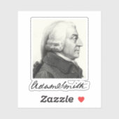 Sticker Profil d'Adam Smith (avec signature) (Feuille)