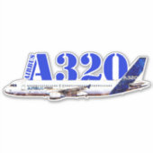 Sticker Profil de dessin d'aquarelle d'Airbus A320 (Devant)