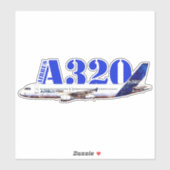 Sticker Profil de dessin d'aquarelle d'Airbus A320 (Feuille)